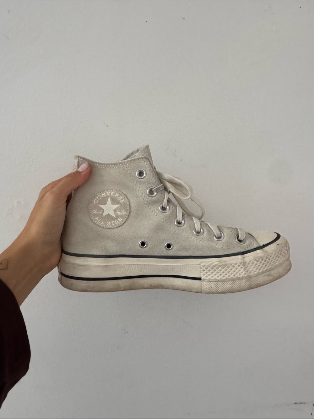 Converse All Star Women's High Top Sneakers in Light Gray Suede